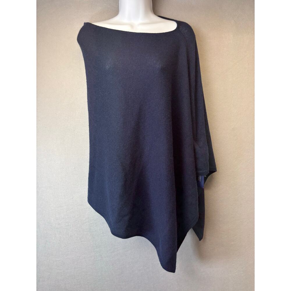Peter Millar Women's One Size Navy 100% Cashmere Essential Knit Poncho Wrap Soft